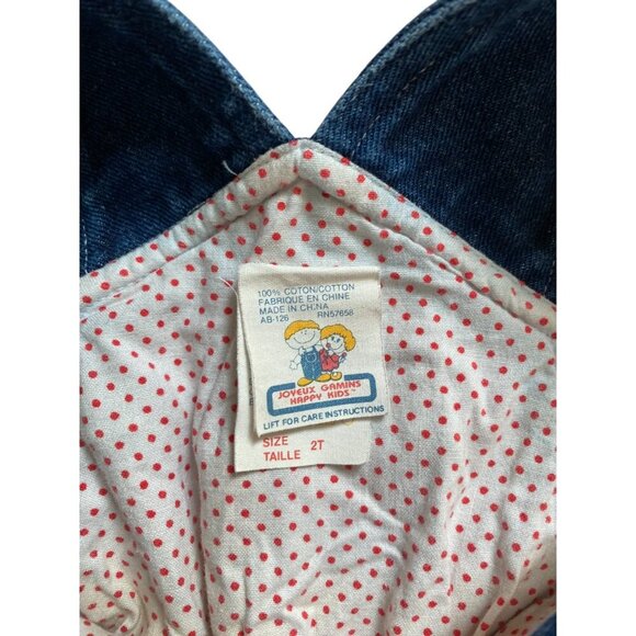Happy Kids Vintage Embroidered  Floral Heart Denim Overalls - Girls 2T - Picture 6 of 6